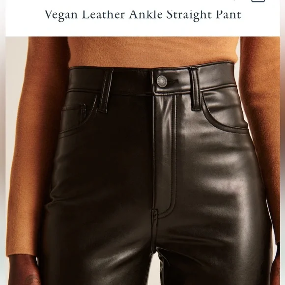 A&F Vegan Leather Ankle Straight Pant - Picture 4 of 12